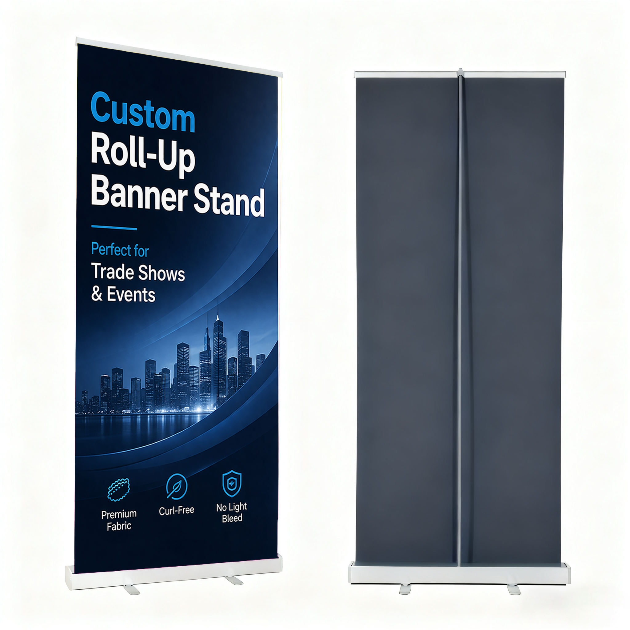 Custom Retractable Banner Stand 33.5"x80" – Premium Blockout Fabric Print, Roll-Up Display for Trade Shows & Business Promotion