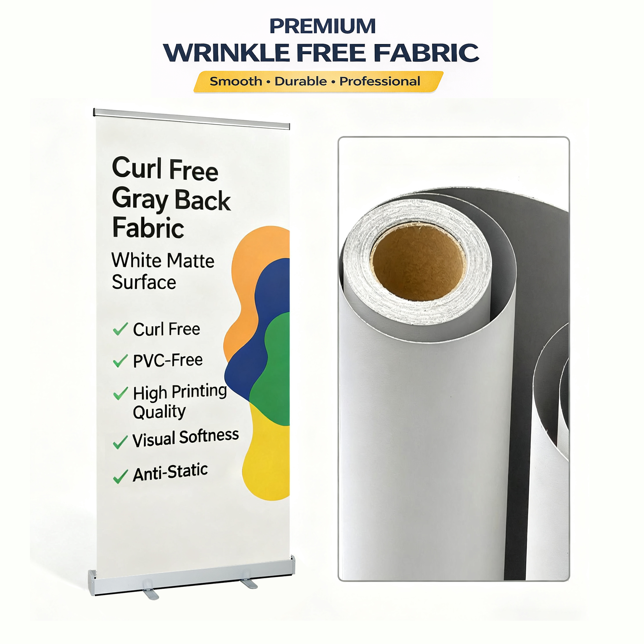 Custom Retractable Banner Stand 33.5"x80" – Premium Blockout Fabric Print, Roll-Up Display for Trade Shows & Business Promotion